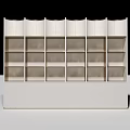 Minimalist White Entryway Side Cabinet With Multiple Open Storage Shelves And Modern Design