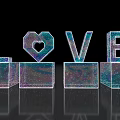 Sparkling LOVE Letters With Heart Shaped O On Black Background