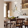 Modern Living and Dining Room Interior With Sofa Coffee Table Rug And Decorative Paintings