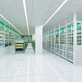 Pharmacy Store Bright Interior With Well Organized Shelves Prescription And Over The Counter Medicines