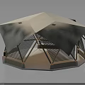 Modern Outdoor Leisure Furniture With Octagonal Structure White Canopy Crossed Frame And Gray Base