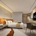 Luxurious Modern Hotel Guest Room Interior With King Bed Chandelier Nightstands Sofa And Carpet