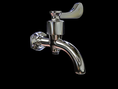 Commercial Kitchen Stainless Steel Wall Mounted Faucet With Single Handle Modern Design 3d model