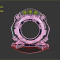 Futuristic Circular Device Structure With Glowing Lights Various Colors And Metallic Base 3d model