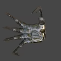 Spiked Mechanical Claw Weapon Featuring Metal Construction And Red Gem Accent 3d model