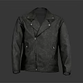 Gray Leather Biker Jacket With Zip Closure And Lapel Collar Design 3d model