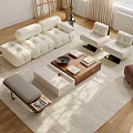 Modern Sofa Coffee Table Combination Leisure Chair Multi-person Sofa Bench 3d model