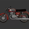 Vintage Red Motorcycle With Black Seat Silver Exhaust And Classic Design