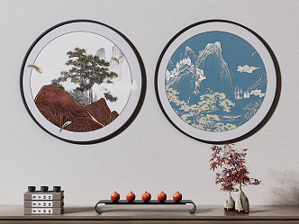 New Chinese Round Frame Painting Decorative Painting 3d model