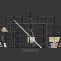 Cartoon Industrial Warehouse Scene With Forklift Boxes On Pallets And Overhead Crane