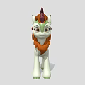 Cute Cartoon Pony Character With White Body Brown Mane And Green Hooves