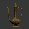 Elegant Golden Teapot With Intricate Carvings Curved Spout And Decorative Base