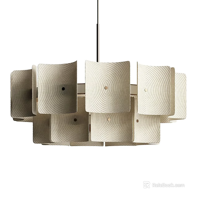 Modern Chandelier With Woven Material And Multiple Rectangular Shades 3d model