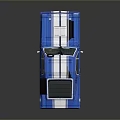 Detailed Blue White Striped Retro Sports Car in Pixel Art Style