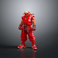 Muscular Man In Red Martial Arts Outfit With Headband And Red Shoes