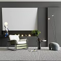 Modern Single Sofa Single Chair Coffee Table Combination 3d model