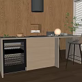 Modern Open Kitchen Bar Counter With Wooden Cabinets Bar Stools And Natural Light
