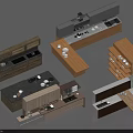 Various Modern Kitchen Cabinet Designs With Different Materials And Storage Units 3d model