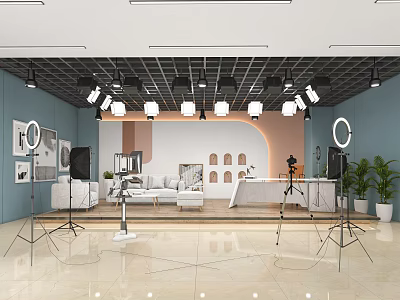 Modern Public Office Space With Open Layout Ergonomic Desks Indoor Plants And Bright Lighting 3d model