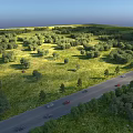 Aerial Planning Layout With Road Cars Trees And Green Scenic Landscape