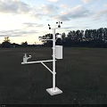 Environmental Monitoring Equipment With Metal Stand Square Enclosure Sensors Cameras And Antennas
