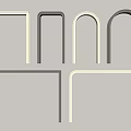 Set of Metallic Door Arches with Different Shapes on Gray Background