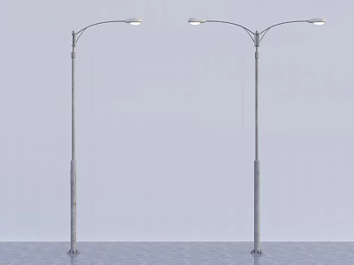 Modern Outdoor Street Lights with Durable Metal Poles and Bright LED Lamps 3d model