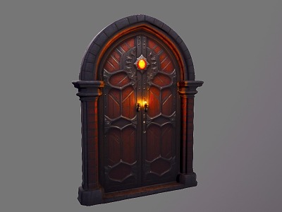 Fantasy Ancient Wooden Door 3d model