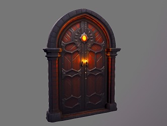 Fantasy Ancient Wooden Door 3d model