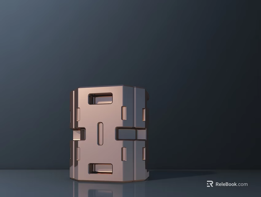 Modern Stainless Steel Cube Shaped Kitchen Appliance With Functional Panels 3d model 