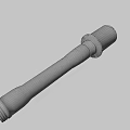 Vintage Military Weapon Featuring Cylindrical Metal Top And Wooden Handle Design