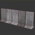 Six Grey Metal Strips With Holes And Bottom Support On Smooth Black Surface With Reflection