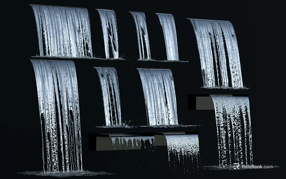 Ornamental Garden Waterfall Features With Various Cascading Designs For Outdoor Decor 3d model 