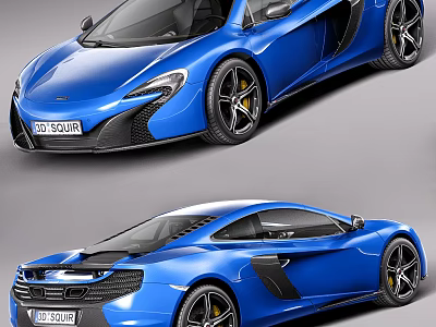 Blue Modern Sports Car With Sleek Body Black Wheels And Yellow Brake Calipers 3d model