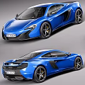Blue Modern Sports Car With Sleek Body Black Wheels And Yellow Brake Calipers