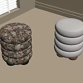 Two Indoor Shoe Stools One Floral Pattern One White Padded Stackable Design 3d model