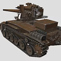 Brown Military Tank With Long Cannon Heavy Tracks And Strong Armor Design