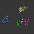 Three Futuristic Metallic Flying Vehicles With Green Lights Suspended In Air