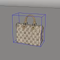 Beige And Brown Checkerboard Pattern Handbag With Leather Handle And GG Logo