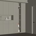 Modern Hallway Console Cabinet With Side Cabinet Storage Shelves And Decorative Vase Clock Books