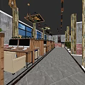 Modern Internet Cafe Interior With Computers Wooden Partitions Large Windows And Green Plants