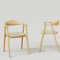 Elegant Modern Wooden Dining Chairs With Curved Backrest And Padded Seats