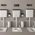 Water Saving Squat Toilets with Tanks and Accessories Display in Bathroom