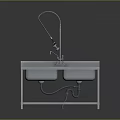 Kitchen Interior Design Featuring Stainless Steel Double Sink With Pull Out Faucet And Metal Stand