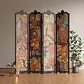 French retro folding screen partition 3d model