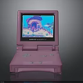 Pink Game Boy Advance SP Handheld Game Console With Cartoon Game Screen