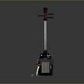 Erhu Musical Instrument with Paint Palette and Brushes on Shiny Surface for Art Music Lovers