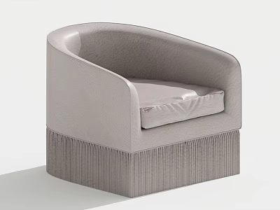Light Gray Modern Armchair With Curved Backrest Padded Seat And Fringed Base 3d model