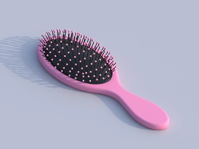 Pink Hair Brush With Black Bristles And Rounded Tips For Gentle Daily Use 3d model