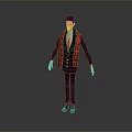 Detailed Male 3D Character Wearing Suit And Red Scarf On Gray Background